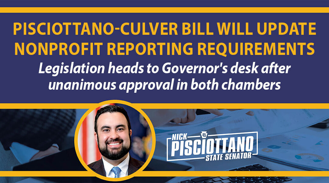 Pisciottano-Culver Bill Will Update Nonprofit Reporting Requirements